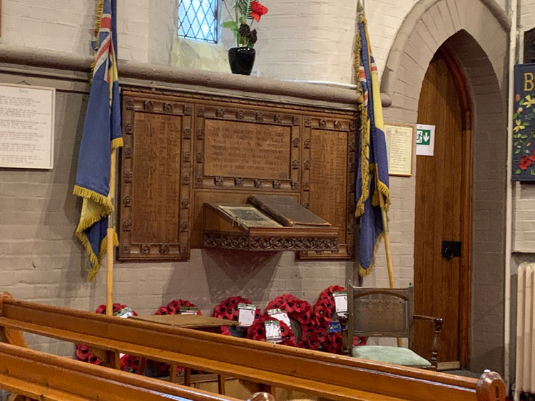 The War Memorial in St. Edmund's Church, Bearpark (Co. Durham)