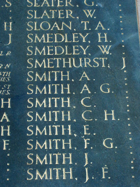 Private Smith's Name on the Cenotaph, Birkenhead