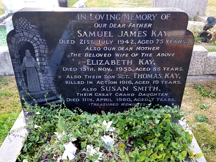 The Kay Family Grave on which Sergeant Kay is commemorated.