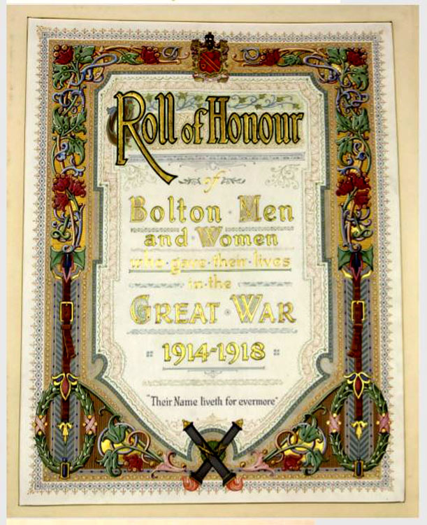Title Page for the Bolton Roll of Honour