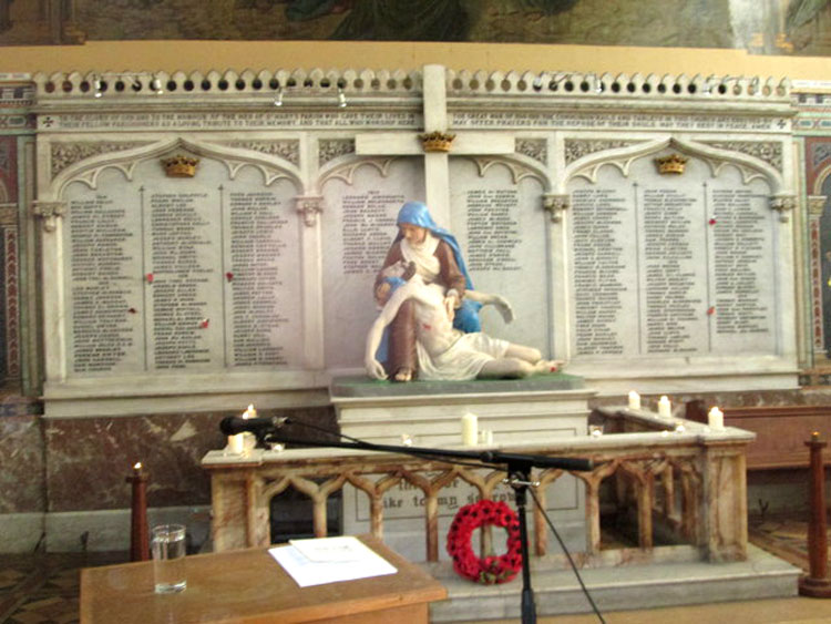 The First World War Memorial in St. Mary's RC Church, Bradford East Parade.