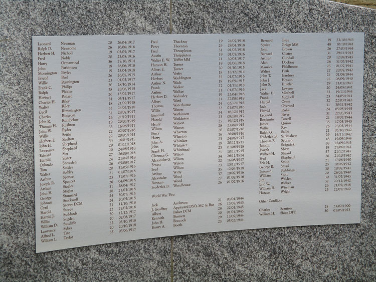 The Bramley, Rodley and Stanningley (Leeds) War Memorial - Additional Panel (2)