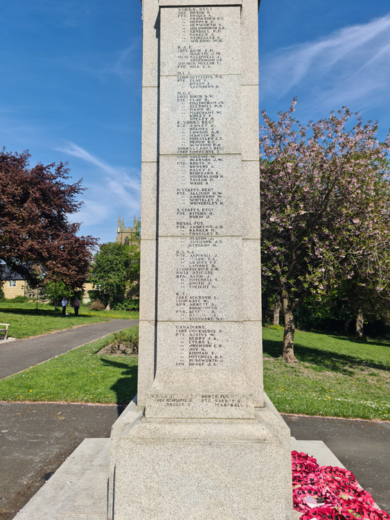 The War Memorial for Brighouse with the Yorkshire Regiment Commemorations (top) 