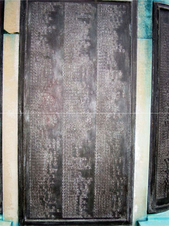 The Panel on the Bromley War Memorial on which Private C E Day is Commemorated