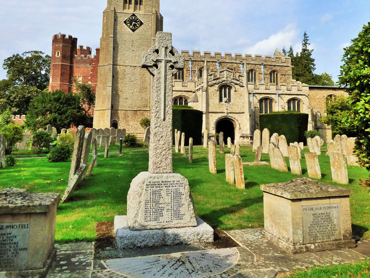 The War Memorial for Buckden (Cambridgeshire), stands in front of St. Mary's Church, Buckden