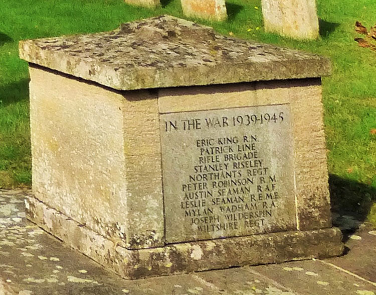 Second World War Commemorationsn on the War Memorial for Buckden (Cambridgeshire) - right hand block