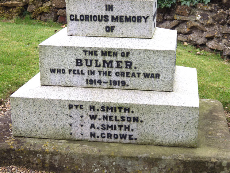 The Commemorations of Those Who Died on the War Memorial for Bulmer, North Yorkshire