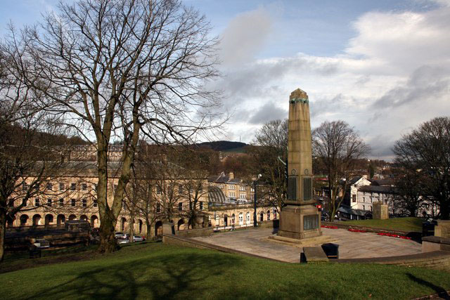 A view of the Buxton War Memorial on The Slopes.