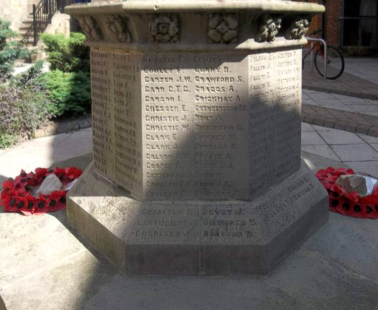 The Names of Privates Downey and Draper on the Byker War Memorial