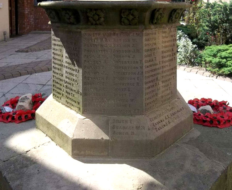 The Names of Privates Scott and Stanger on the Byker War Memorial