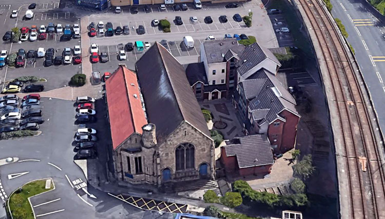 The Location of the Byker War Memorial, - in the Courtyard between St. Silas' Church and Brian Roycroft Court
