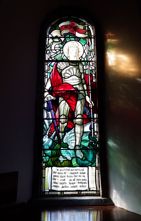 The First Woirld War Memorial Window in St. Gregory's Church, Cropton