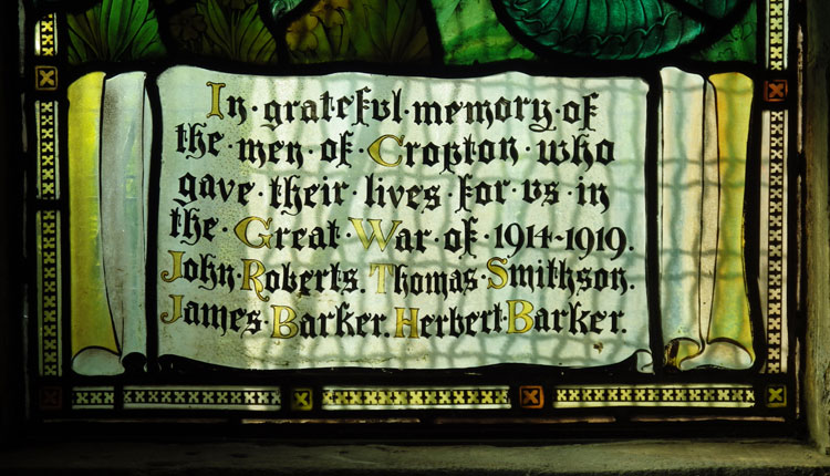 The First Woirld War Memorial Window in St. Gregory's Church, Cropton