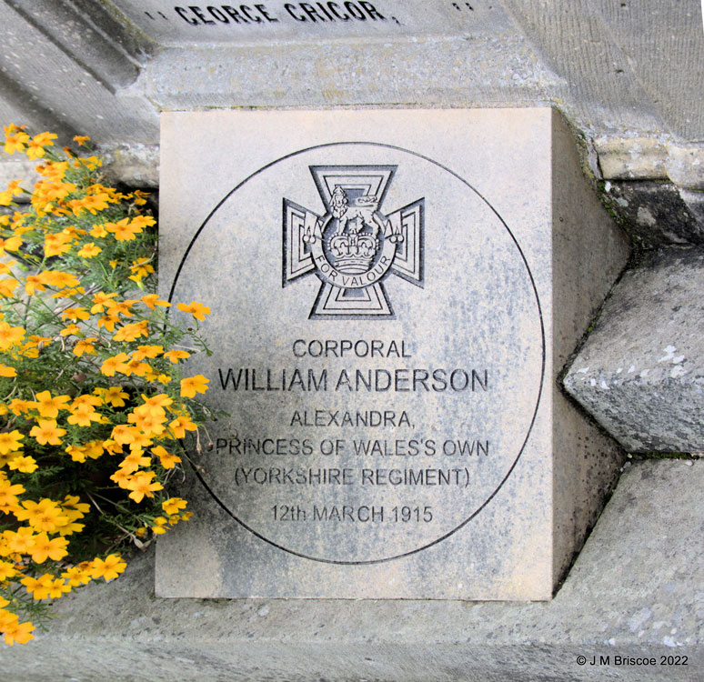 The Paviour for Corporal William Anderso, VC, on the Dallas War Memorial