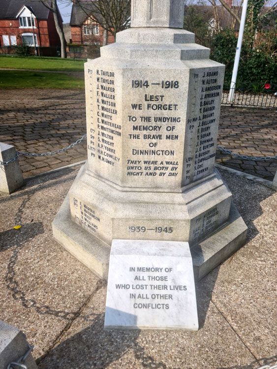 The Dedication on the Penistone War Memorial 