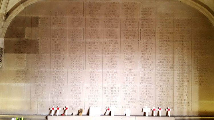WW1 Commemorations "M - "W" in the War Memorial Clock Tower, Dudley (Worcs)
