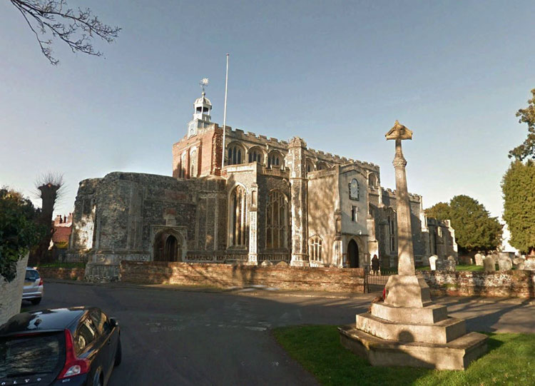 St. Mary's Church, East Bergholt (in which the Memorial Cross can be seen a bit more clearly)