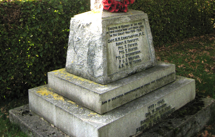 The Commemorations on the War Memorial at East Harlsey