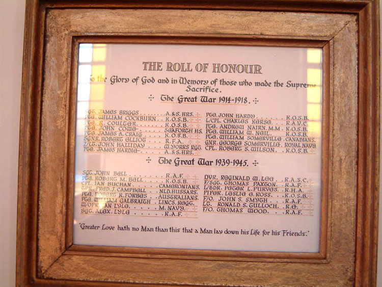 The War Memorial in the Parish Church, Eccles (Scottish Borders)