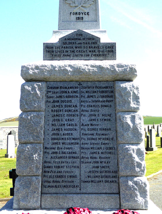 First World war Commmeorations on the War Memorial for Fordyce