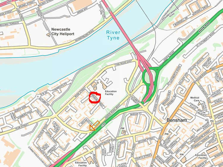Map showing where Pte John Balmer lived (Morrison Street), and Askew Road West where St. paul's Church was located