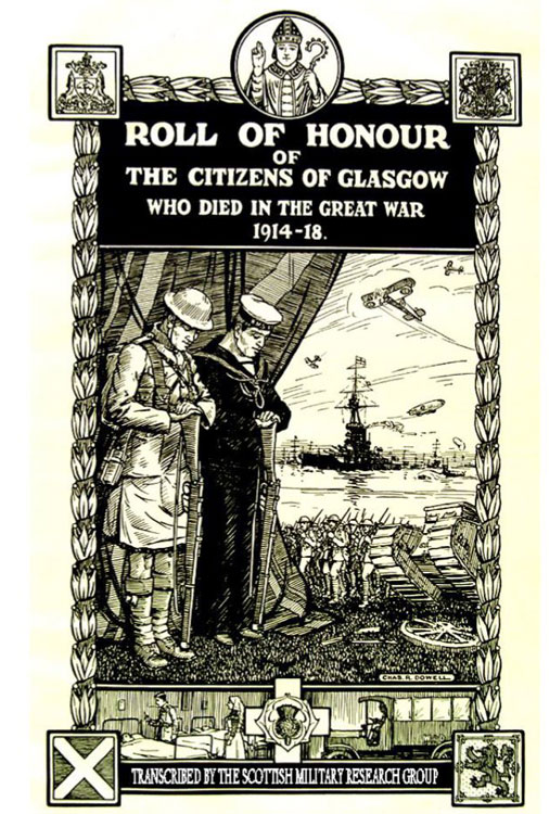 The Title Page of the Original Roll of Honour for the City of Glasgow