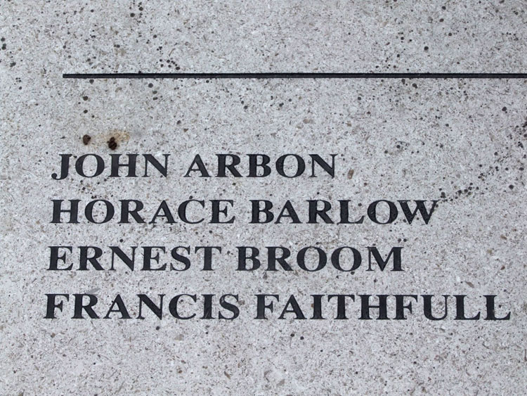 Francis Faithfull's Name on the War Memorial for Glinton (City of Peterborough)