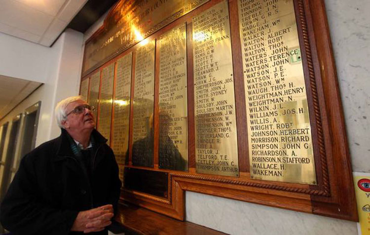 The First World War Memorial Plaque in the Gosforth Community Health Centre