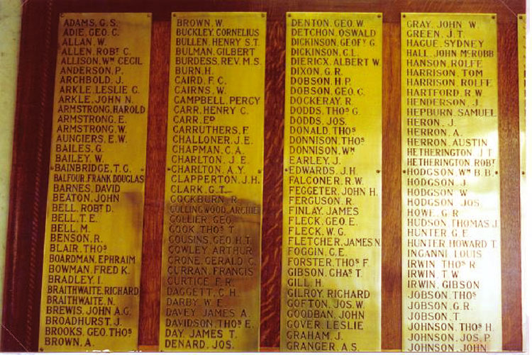 Robert Davies Bell's Name on the War Memorial in the Gosforth Community Health Centre