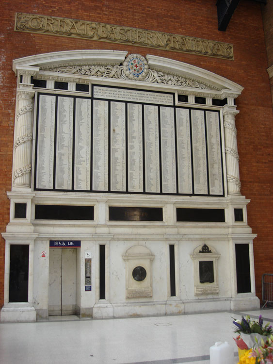 The Great Eastern Railway War Memorial in Liverpool Street Station