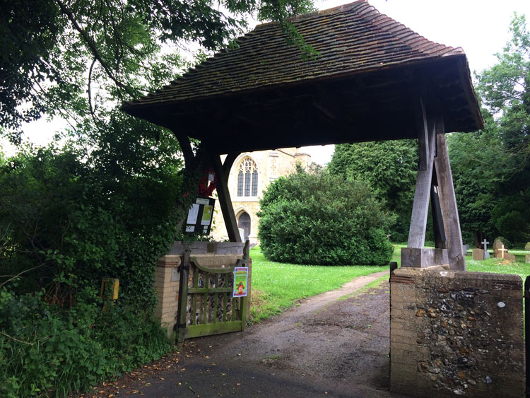 The Lych Gate outside St. Mary's Church, Wymondley (Herts)
