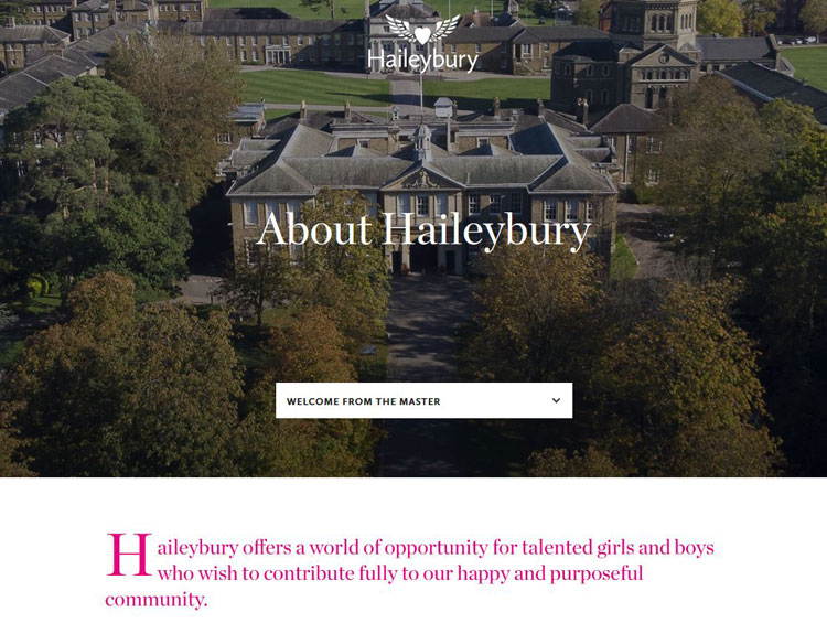 The Home Page for the website of Haileybury College