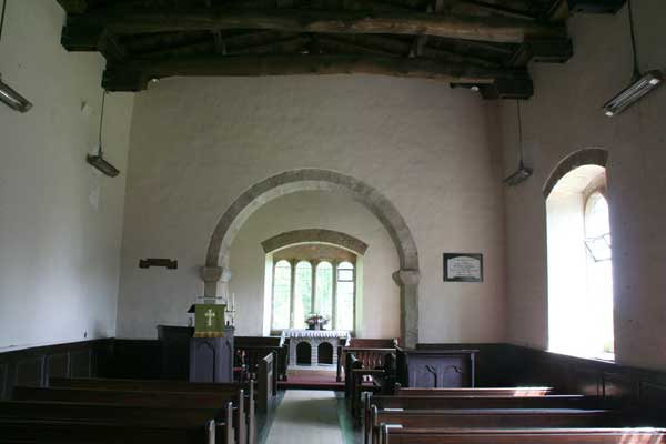The interior of Halton Church, showing the memorial to Richard Graham on the right 