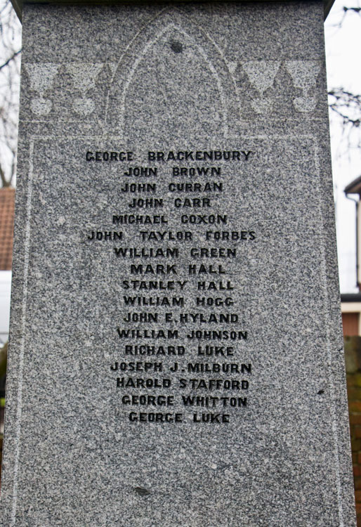 Supplementary Names for First World War Commemorations on the Haswell War Memorial.