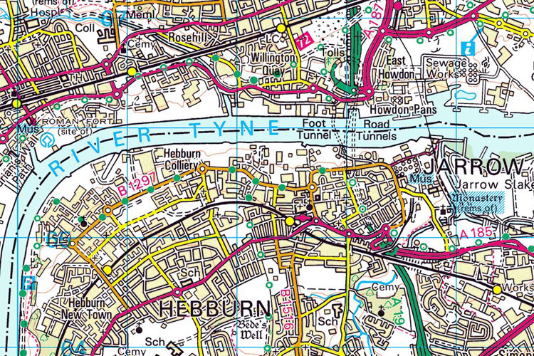 The Location of Hebburn Colliery, Tyneside (1:50 OS Map)