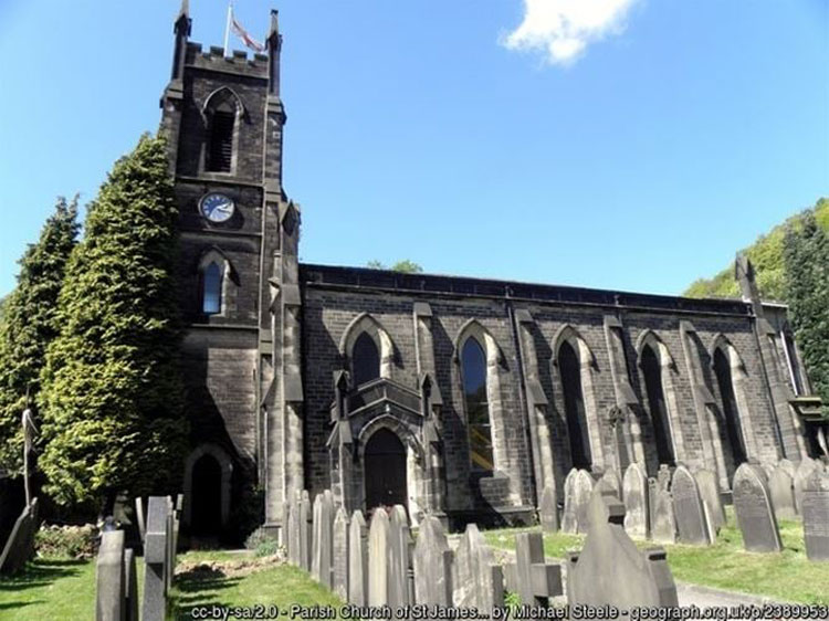 The Church of St. James the Great, Hebden Bridge (the Memorial Cross just visible)