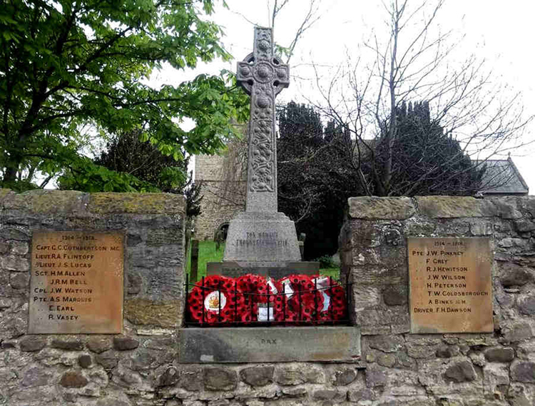 The War Memorial Outside the Entrance to St, Michael's Church, East Green, Heighington (Co. Durham)