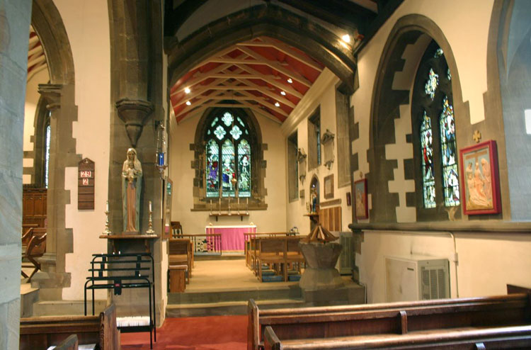 The Lady Chapel in St. Helen's Church, Hemsworth. The War Memorial is to the right of the altar.