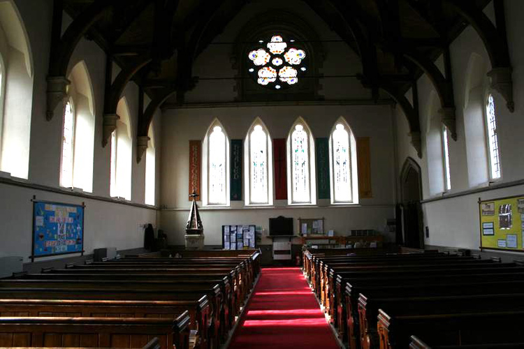 The Interior of Holy Trinity Church, Heworth (York), showing the First World Memorial beneath the windows