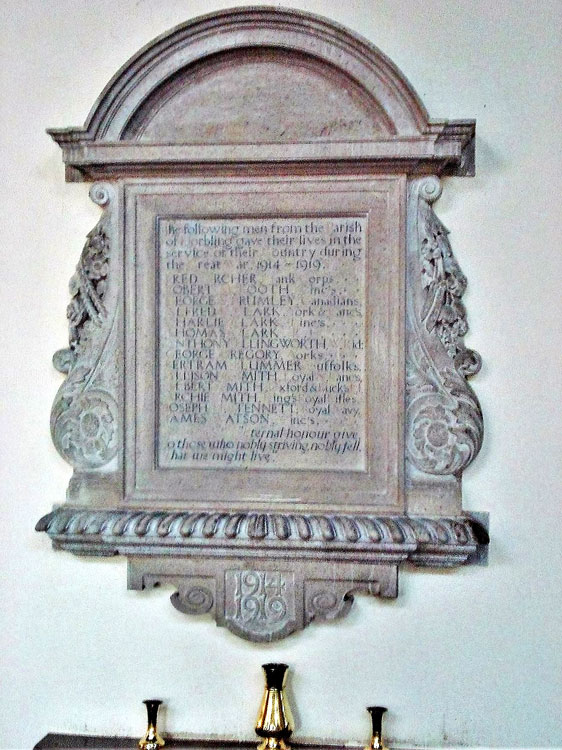 The War Memorial in St. Andrew's Church, Horbling