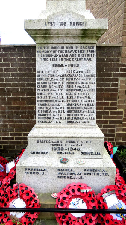Commemorations on the Howden-le-Wear War Mmeorial
