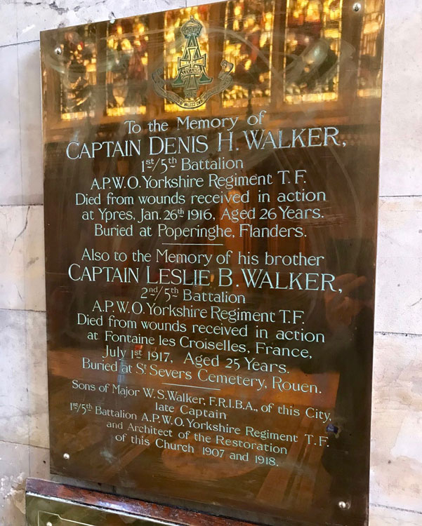 The Memorial to the Walker Brothers in the Minster Church, Hull