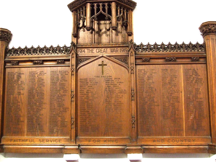 The War Memorial in St. Helen's Church, Kelloe
