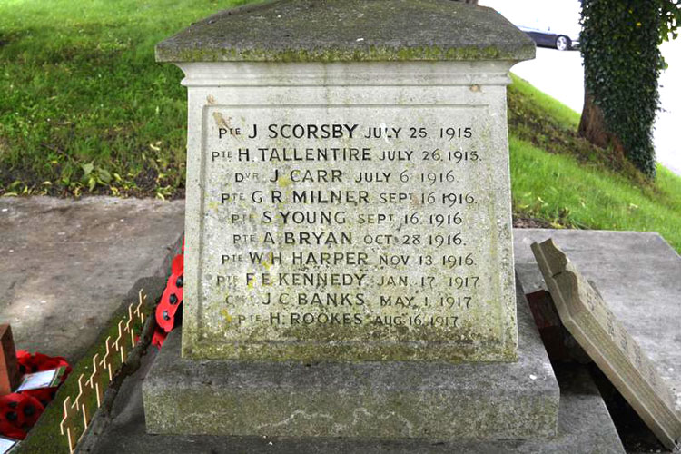 First World War Commemorations on the Kilham (East Yorks) War Memorial - 1