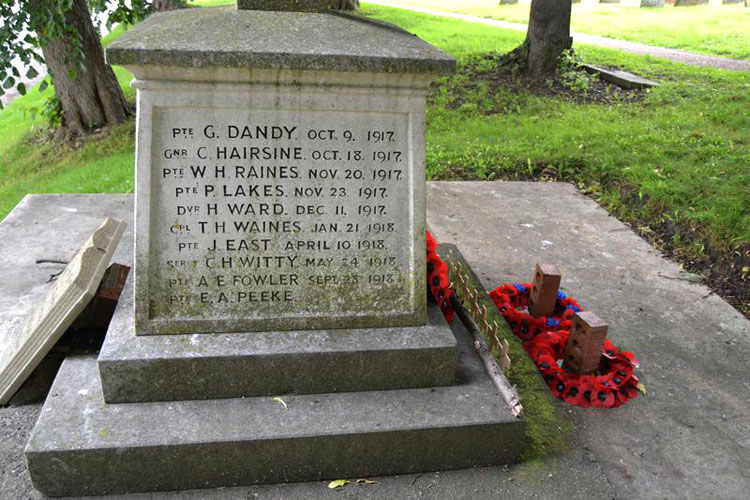 First World War Commemorations on the Kilham (East Yorks) War Memorial - 2