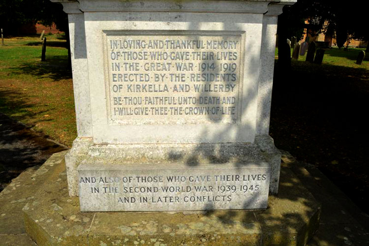 The Dedication on the War Memorial for Kirk Ella and Willerby