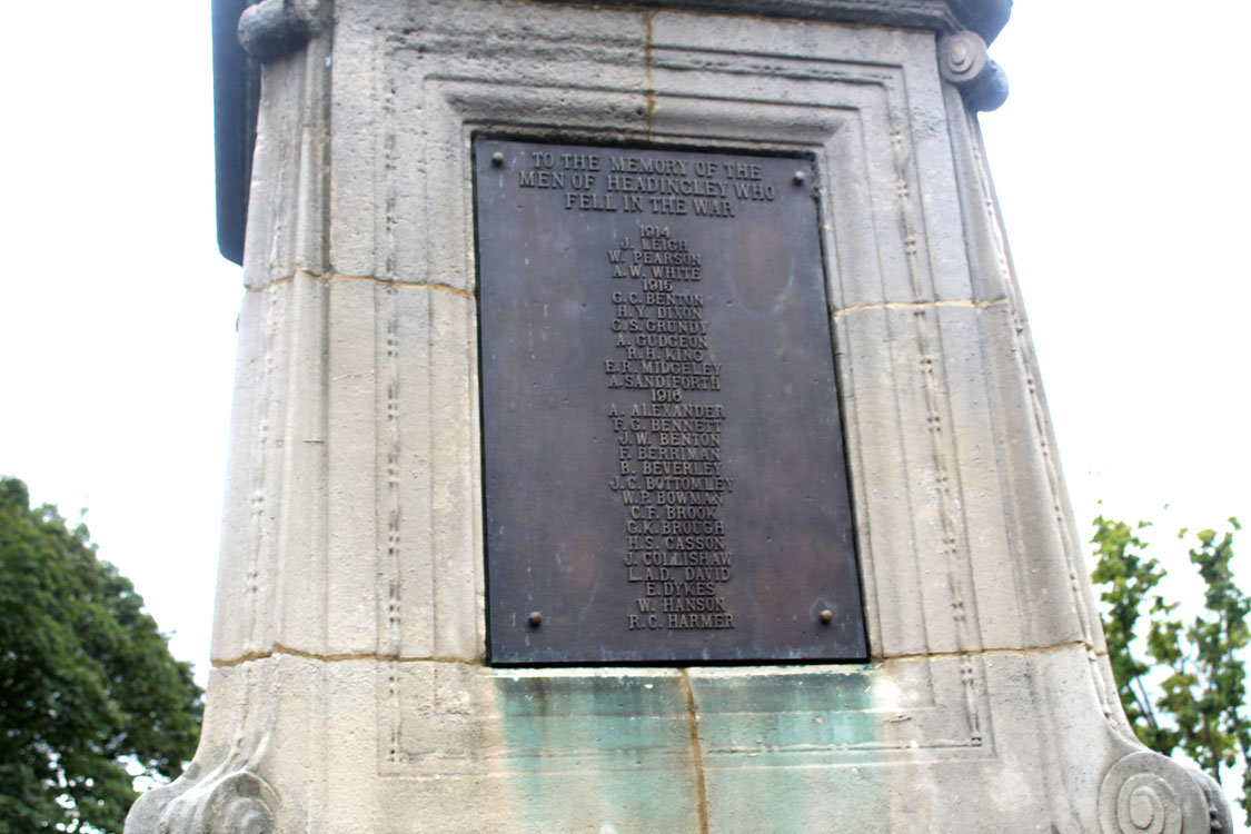 The Plaque on the Leeds (Headingly) War Memorial which Includes the Name of L A D David