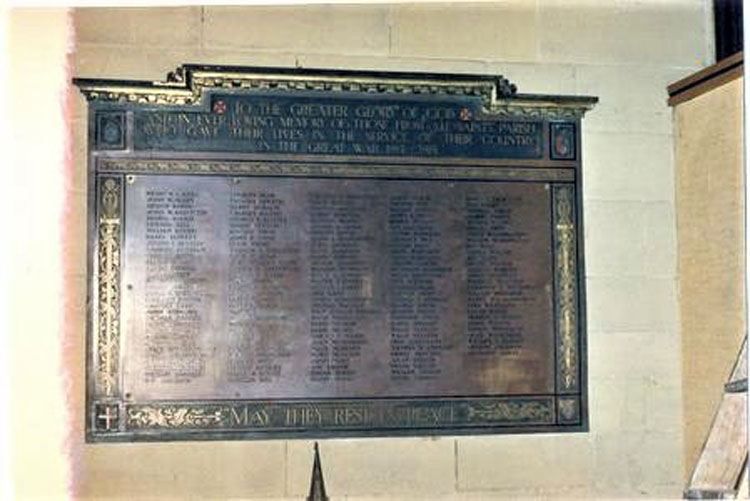 The War Memorial in All Saints' Church, Little Horton Green (Bradford)