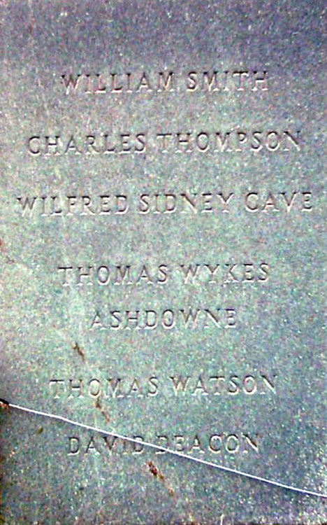Private Cave's Name on the Little Houghton War Memorial