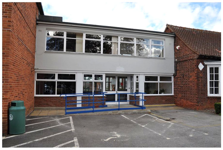 The Entrance Foyer, Malton School, Inside which the Malton Grammar School War Memorial is located.